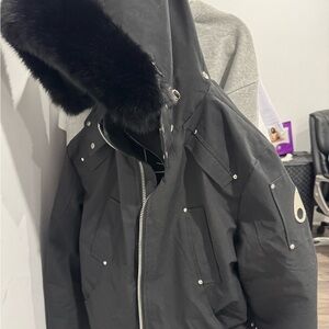 Brand new Moose Knuckles Black Hooded Bomber Jacket